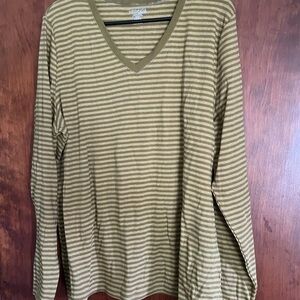 Venezia Olive and Tan Striped Top